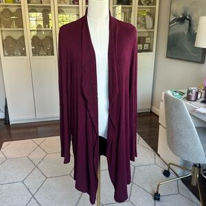 EUC Karen Kane Drape Front Cardigan in wine